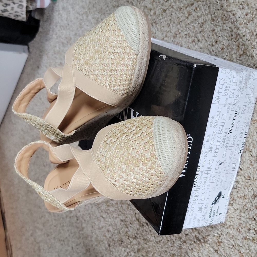 Wanted Womens SZ 9 or 10 Eden Natural Espadrille Wedge Sandals New